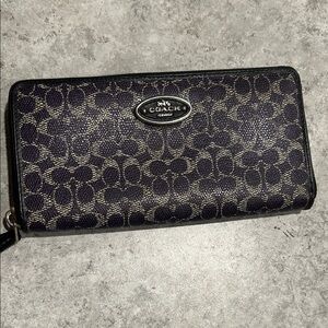 Coach Long Zip Around Wallet in Signature Canvas